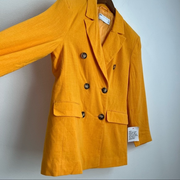 ASOS Design Double Breasted Linen Blend Blazer Jacket Size 6P - Picture 4 of 8